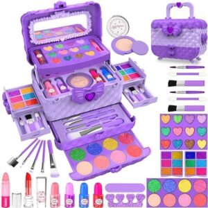 54 Pcs Kids Makeup Kit for Girls, Princess Real Washable Pretend Play …